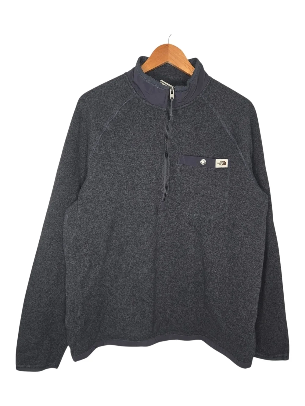 The North Face Mens Gray Navy Blue Gordon Lyons Quarter Zip Pullover Size Large